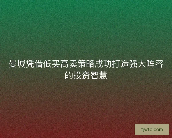 曼城凭借低买高卖策略成功打造强大阵容的投资智慧