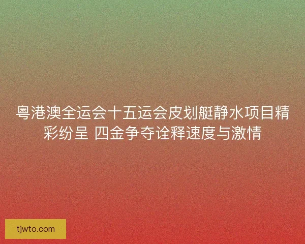 粤港澳全运会十五运会皮划艇静水项目精彩纷呈 四金争夺诠释速度与激情