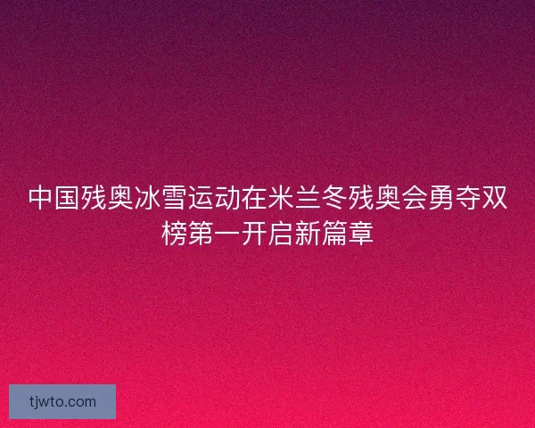 中国残奥冰雪运动在米兰冬残奥会勇夺双榜第一开启新篇章