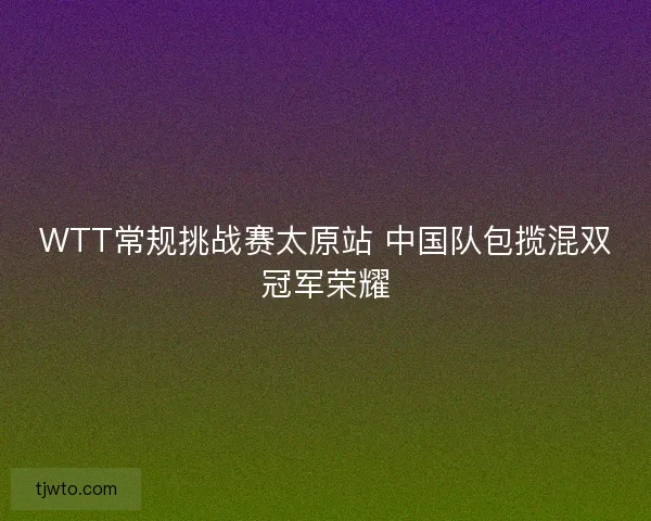 WTT常规挑战赛太原站 中国队包揽混双冠军荣耀